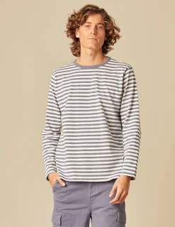 Nicoli T-Shirts<BLUE STRIPED LONG-SLEEVED T-SHIRT Azules