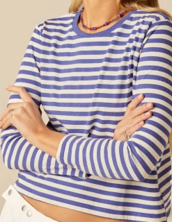 Nicoli T-shirts<BLUE STRIPED LONG-SLEEVED T-SHIRT Azules