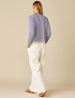 Nicoli T-shirts<BLUE STRIPED LONG-SLEEVED T-SHIRT Azules