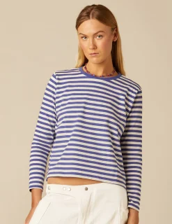 Nicoli T-shirts<BLUE STRIPED LONG-SLEEVED T-SHIRT Azules