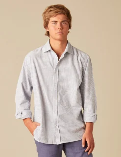 Nicoli Shirts<BLUE STRIPED SHIRT Azules oscuros