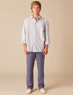 Nicoli Shirts<BLUE STRIPED SHIRT Azules oscuros