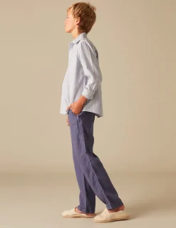 Nicoli Shirts<BLUE STRIPED SHIRT Azules oscuros