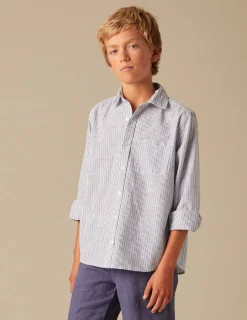 Nicoli Shirts<BLUE STRIPED SHIRT Azules oscuros