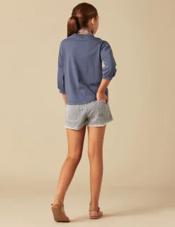 Nicoli Denim|Shorts<BLUE STRIPED SHORTS Rojos