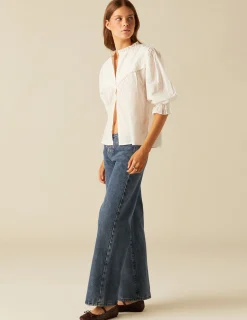 Nicoli Trousers|Denim<BLUE STUDDED DENIM TROUSERS Azul vaquero