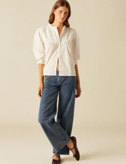 Nicoli Trousers|Denim<BLUE STUDDED DENIM TROUSERS Azul vaquero