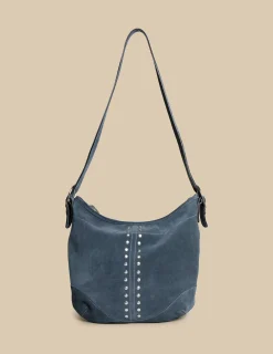 Nicoli Bags<BLUE STUDDED SUEDE BAG Grises antracitas