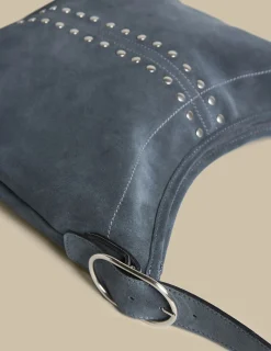 Nicoli Bags<BLUE STUDDED SUEDE BAG Grises antracitas