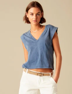 Nicoli T-shirts<BLUE V-NECK T-SHIRT Azules