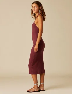 Nicoli Dresses<BROOWN BACKLESS DRESS Negros