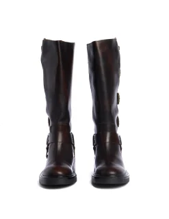 Nicoli Shoes<Brown Boots With Buckles Negros