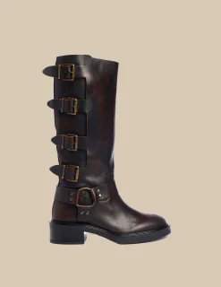 Nicoli Shoes<Brown Boots With Buckles Negros