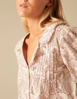 Nicoli Shirts & Blouses<BROWN FLOWER SHIRT Marrones