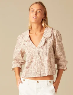 Nicoli Shirts & Blouses<BROWN FLOWER SHIRT Marrones