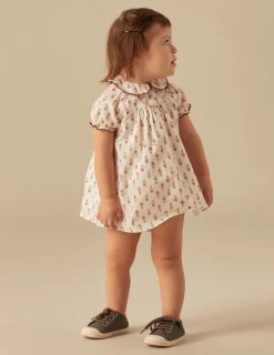 Nicoli Dresses<BROWN FLOWERS DRESS Marrones