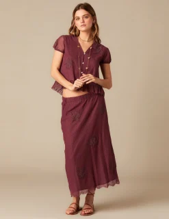 Nicoli Shirts & Blouses<BROWN LACE SHIRT Azules