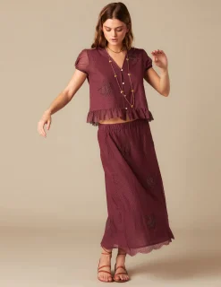 Nicoli Skirts<BROWN LACE SKIRT Azules