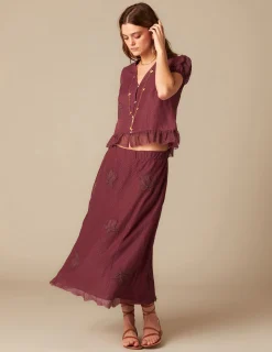 Nicoli Skirts<BROWN LACE SKIRT Azules