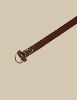 Nicoli Belts|Belts<Brown Leather Round Buckle Belt Marr&oacute;n chocolate