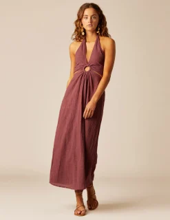 Nicoli Dresses<BROWN OPEN DRESS Marrones