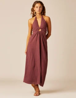 Nicoli Dresses<BROWN OPEN DRESS Marrones