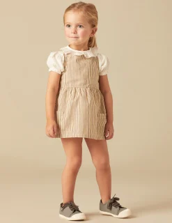 Nicoli Skirts<BROWN STRIPED PINAFORE DRESS Marrones