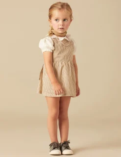 Nicoli Skirts<BROWN STRIPED PINAFORE DRESS Marrones