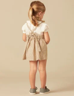 Nicoli Skirts<BROWN STRIPED PINAFORE DRESS Marrones