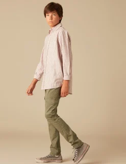 Nicoli Shirts<BROWN STRIPED SHIRT Marrones