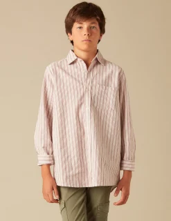 Nicoli Shirts<BROWN STRIPED SHIRT Marrones