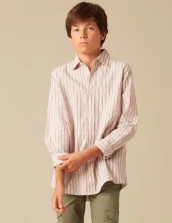 Nicoli Shirts<BROWN STRIPED SHIRT Marrones