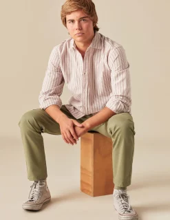 Nicoli Shirts<BROWN STRIPED SHIRT Marrones