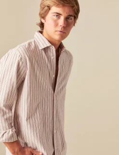 Nicoli Shirts<BROWN STRIPED SHIRT Marrones