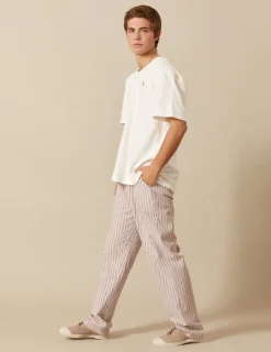 Nicoli Trousers<BROWN STRIPED TROUSERS Marrones