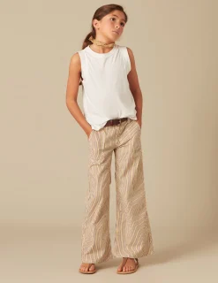 Nicoli Trousers<BROWN STRIPED TROUSERS Marrones
