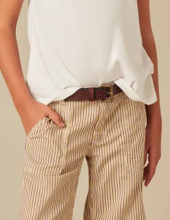 Nicoli Trousers<BROWN STRIPED TROUSERS Marrones