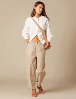 Nicoli Trousers<BROWN STRIPED TROUSERS Marrones