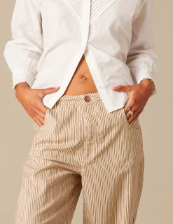 Nicoli Trousers<BROWN STRIPED TROUSERS Marrones