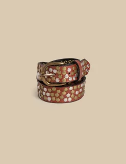 Nicoli Belts<BROWN STUDDED ROCK BELT Negros