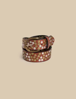 Nicoli Belts<BROWN STUDDED ROCK BELT Negros