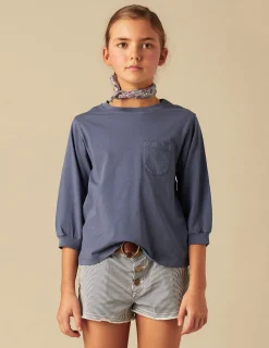 Nicoli T-shirts<DARK BLUE LONG-SLEEVED SHIRT Azules oscuros