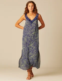 Nicoli Dresses<DARK BLUE PRINT DRESS Verdes