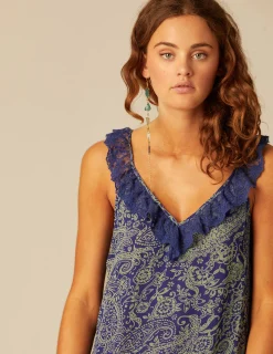 Nicoli Dresses<DARK BLUE PRINT DRESS Verdes