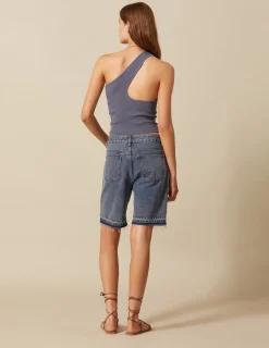 Nicoli Denim|Shorts<DENIM STUDDED BERMUDA SHORTS Azul vaquero