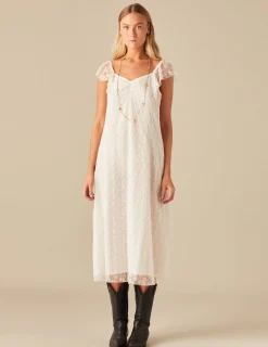 Nicoli Dresses<ECRU LACE DRESS Crudos