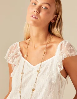 Nicoli Dresses<ECRU LACE DRESS Crudos