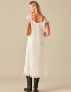 Nicoli Dresses<ECRU LACE DRESS Crudos