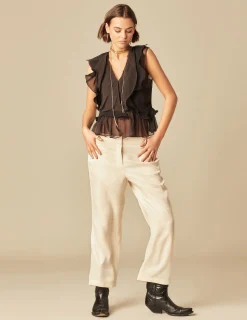 Nicoli Trousers<Ecru Straight Trousers Crudos