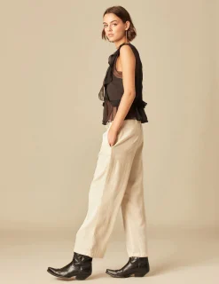 Nicoli Trousers<Ecru Straight Trousers Crudos